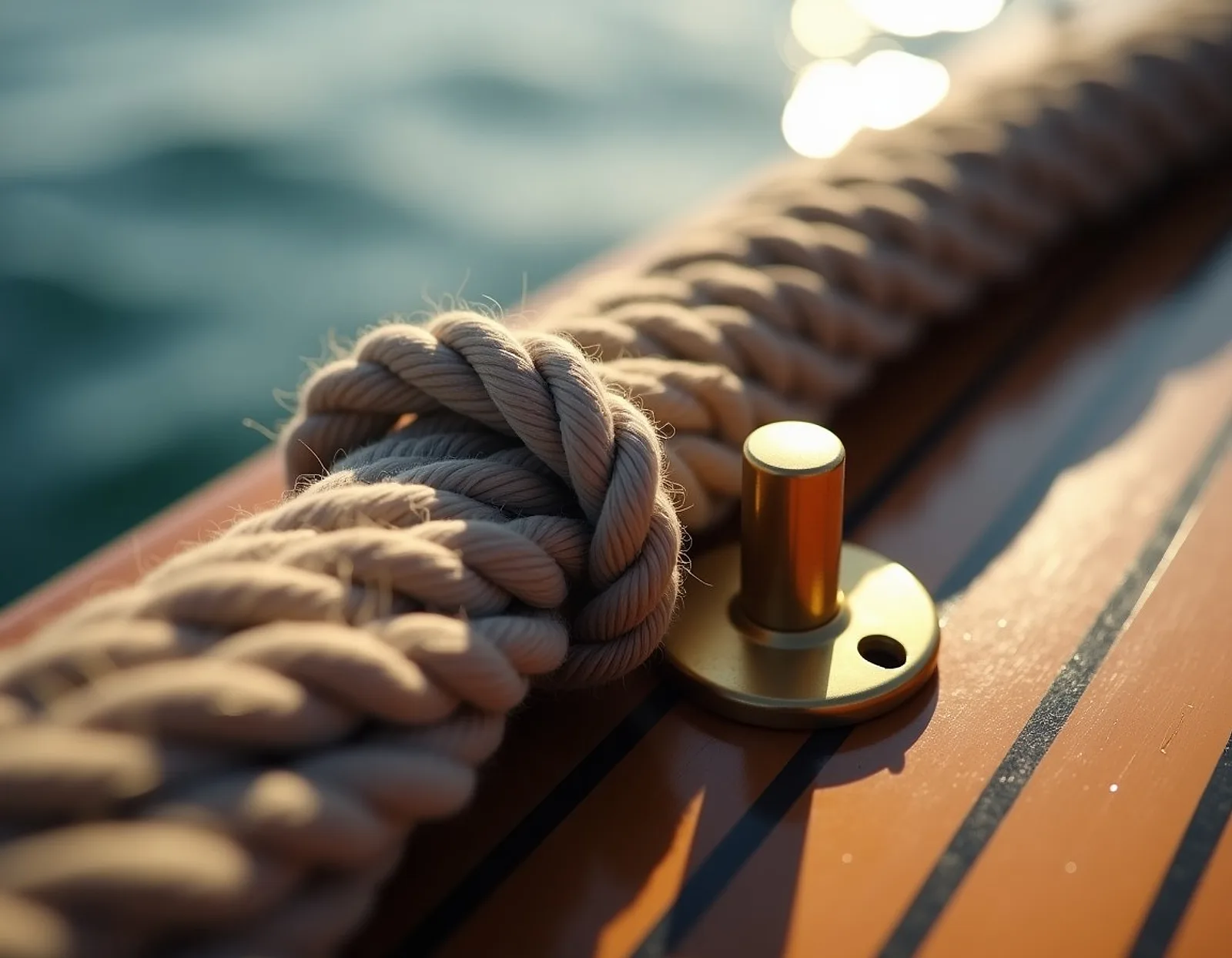 Rope and brass cleat